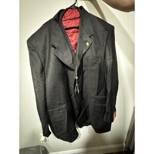 Stacy Adams Signature “Frankie S” 2-Piece Suit 54L W50 – Black, Red Lining, New
